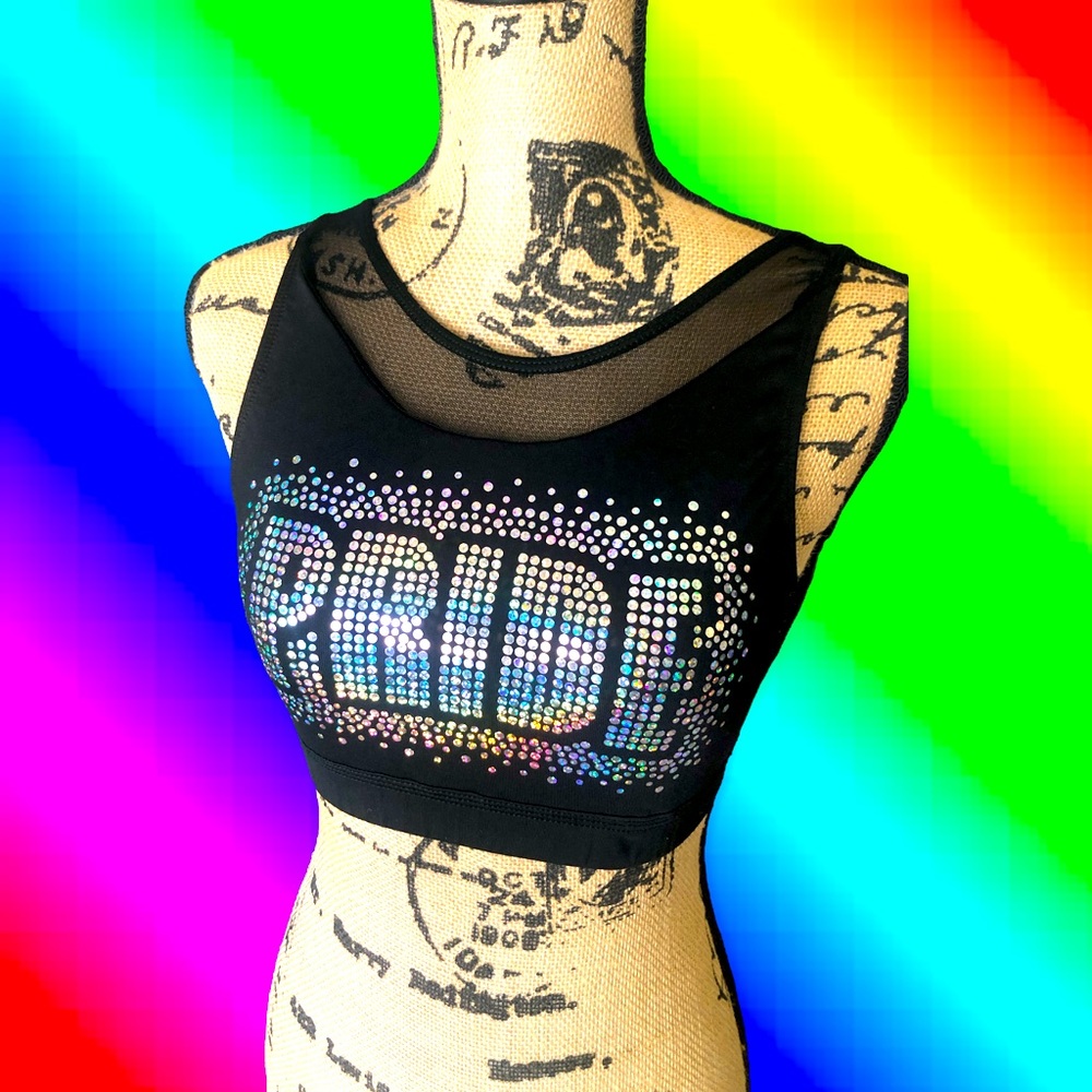 SUPER Cute Sparkly Pride SportsBra Top! Women’s Medium